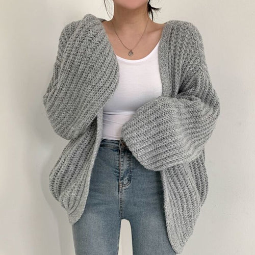 Korean Chic Loose Casual Long Sleeve V Neck Knitted Cardigans Simplr Solid All Match Autumn 2022 Sweaters Fashion Elegant Tops