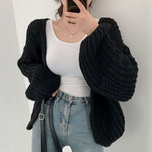 Load image into Gallery viewer, Korean Chic Loose Casual Long Sleeve V Neck Knitted Cardigans Simplr Solid All Match Autumn 2022 Sweaters Fashion Elegant Tops