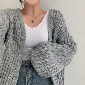 Korean Chic Loose Casual Long Sleeve V Neck Knitted Cardigans Simplr Solid All Match Autumn 2022 Sweaters Fashion Elegant Tops