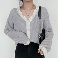 Load image into Gallery viewer, Korean Chic V Neck Long Sleeve Knitted Cardigans Casual All Match Loose Elegant Sweaters Women Autumn 2022 Solid Sweet Tops