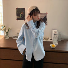 Load image into Gallery viewer, Korean Chic Women Solid Shirt Office Ladies Casual Tops And Shirts Female Long Sleeves Blouses Chic Pocket