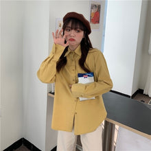Load image into Gallery viewer, Korean Chic Women Solid Shirt Office Ladies Casual Tops And Shirts Female Long Sleeves Blouses Chic Pocket