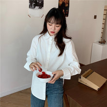Load image into Gallery viewer, Korean Chic Women Solid Shirt Office Ladies Casual Tops And Shirts Female Long Sleeves Blouses Chic Pocket