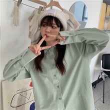 Load image into Gallery viewer, Korean Chic Women Solid Shirt Office Ladies Casual Tops And Shirts Female Long Sleeves Blouses Chic Pocket