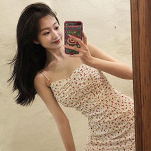 Load image into Gallery viewer, Korean Designer Floral Strap Dress Women Sexy Style White Bodycon Sweet Micro Mini Dress High Street Party Dresses Summer 2021