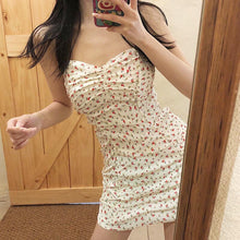 Load image into Gallery viewer, Korean Designer Floral Strap Dress Women Sexy Style White Bodycon Sweet Micro Mini Dress High Street Party Dresses Summer 2021