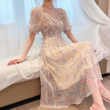 Load image into Gallery viewer, Korean Elegant Floral Boho Dress Women Summer Casual Sexy V-Neck Party Midi Dress High Waist Chiffon Casual Princess Fairy Dress