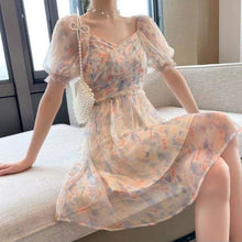 Load image into Gallery viewer, Korean Elegant Floral Boho Dress Women Summer Casual Sexy V-Neck Party Midi Dress High Waist Chiffon Casual Princess Fairy Dress