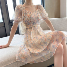 Load image into Gallery viewer, Korean Elegant Floral Boho Dress Women Summer Casual Sexy V-Neck Party Midi Dress High Waist Chiffon Casual Princess Fairy Dress