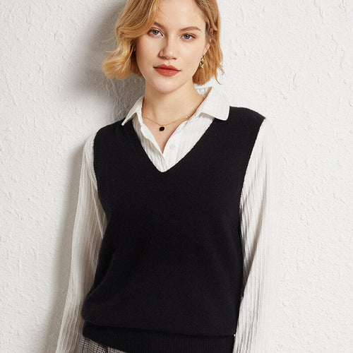 Korean Fashion Autumn 2021 Wool  Knitted Women's Vests  Loose Y2k Top Pullover Casual Pure Color Cashmere Sweaters Ladies
