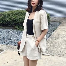 Load image into Gallery viewer, Korean Fashion Casual Loose Two Piece Set Women Short Blazer Coat + Shorts Suits Summer Top Pants 2 Piece Suits Ensemble Femme