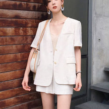 Load image into Gallery viewer, Korean Fashion Casual Loose Two Piece Set Women Short Blazer Coat + Shorts Suits Summer Top Pants 2 Piece Suits Ensemble Femme