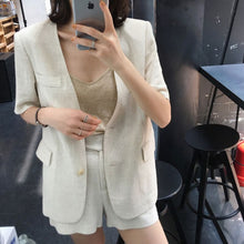 Load image into Gallery viewer, Korean Fashion Casual Loose Two Piece Set Women Short Blazer Coat + Shorts Suits Summer Top Pants 2 Piece Suits Ensemble Femme
