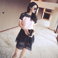 Load image into Gallery viewer, Korean Fashion Chiffon Women Blouses Lace Short Sleeve Pink Women Shirts Plus Size 4XL/5XL Womens Tops Blusas Femininas Elegante