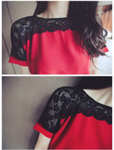 Load image into Gallery viewer, Korean Fashion Chiffon Women Blouses Lace Short Sleeve Pink Women Shirts Plus Size 4XL/5XL Womens Tops Blusas Femininas Elegante