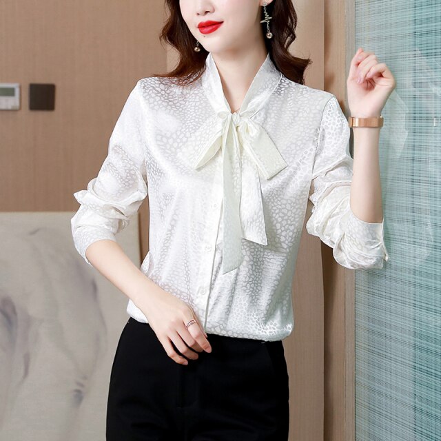 Korean Fashion Satin Women Shirts Long Sleeve Office Lady Button Up Shirt Women Shirts Blouses ladies tops Camisas Para Mujer