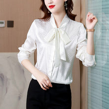 Load image into Gallery viewer, Korean Fashion Satin Women Shirts Long Sleeve Office Lady Button Up Shirt Women Shirts Blouses ladies tops Camisas Para Mujer