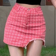 Load image into Gallery viewer, Korean Fashion Sweet Plaid Denim Suit Short Sleeve Single Breasted Crop Top High Waist Mini Skirt Two Piece Sets Ensembles Femme