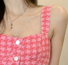 Load image into Gallery viewer, Korean Ins Sweet Girl Two Piece Sets Female Houndstooth Denim Skirt Suit Fashion Vest + High Waist Mini Skirt Ensemble Femme New