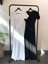 Load image into Gallery viewer, Korean Ladies Summer Short Sleeve Casual Club Party Dress Women Fashion Drawstring Ruched Bodycon Sexy Split Dress