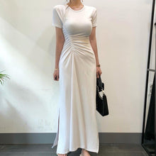 Load image into Gallery viewer, Korean Ladies Summer Short Sleeve Casual Club Party Dress Women Fashion Drawstring Ruched Bodycon Sexy Split Dress