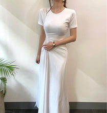 Load image into Gallery viewer, Korean Ladies Summer Short Sleeve Casual Club Party Dress Women Fashion Drawstring Ruched Bodycon Sexy Split Dress
