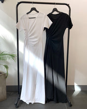 Load image into Gallery viewer, Korean Ladies Summer Short Sleeve Casual Club Party Dress Women Fashion Drawstring Ruched Bodycon Sexy Split Dress