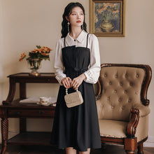 Load image into Gallery viewer, Korean Loose Casual Ladies Black Long Sleeved Midi Dress Autumn Black Stitching Shirt Retro Dresses Y2K Women&#39;s Clothing 2021