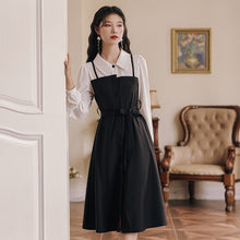 Load image into Gallery viewer, Korean Loose Casual Ladies Black Long Sleeved Midi Dress Autumn Black Stitching Shirt Retro Dresses Y2K Women&#39;s Clothing 2021