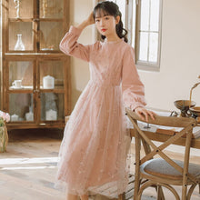 Load image into Gallery viewer, Korean Loose Sweet Mesh Embroidered Dress Fall Robe Femme Pink Vestidos Party Elegant Romantic Fairy Dress Y2K Puff Skirt Lady