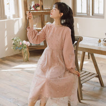 Load image into Gallery viewer, Korean Loose Sweet Mesh Embroidered Dress Fall Robe Femme Pink Vestidos Party Elegant Romantic Fairy Dress Y2K Puff Skirt Lady