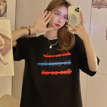 Load image into Gallery viewer, Korean New Tee Mid-Length Wide Loose Casual T Shirt Harajuku Tshirt Plus Size Tops Aesthetic Kawaii Friends Half Sleeve T-shirt