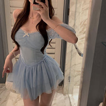 Load image into Gallery viewer, Korean Party Mini Sexy Dress Female Summer High Waist Elegant Kawaii Dress Female Short Sleeve Design Sweet Casual Dress 2021