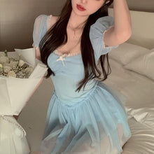 Load image into Gallery viewer, Korean Party Mini Sexy Dress Female Summer High Waist Elegant Kawaii Dress Female Short Sleeve Design Sweet Casual Dress 2021