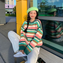 Load image into Gallery viewer, Korean Rainbow Striped Sweater Women Loose Autumn Winter 2022 Sueter Mujer Design Retro Japanese Chic Sweet Knitted Pullovers
