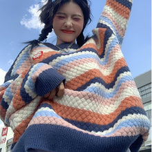 Load image into Gallery viewer, Korean Rainbow Striped Sweater Women Loose Autumn Winter 2022 Sueter Mujer Design Retro Japanese Chic Sweet Knitted Pullovers