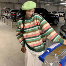 Load image into Gallery viewer, Korean Rainbow Striped Sweater Women Loose Autumn Winter 2022 Sueter Mujer Design Retro Japanese Chic Sweet Knitted Pullovers