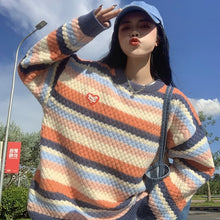 Load image into Gallery viewer, Korean Rainbow Striped Sweater Women Loose Autumn Winter 2022 Sueter Mujer Design Retro Japanese Chic Sweet Knitted Pullovers
