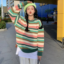Load image into Gallery viewer, Korean Rainbow Striped Sweater Women Loose Autumn Winter 2022 Sueter Mujer Design Retro Japanese Chic Sweet Knitted Pullovers