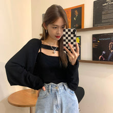 Load image into Gallery viewer, Korean Style Chic Simple Camisole + Loose Casual Knit Cardigans Women Design All Match Fashion Sweater Women Elegant Pull Femme