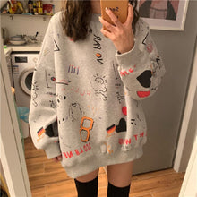 Load image into Gallery viewer, Korean Style Graffiti Printing Sweatshirt Women Thin Anime Hoodie Loose Sweatshirt Women Christmas Kawaii Top Plus Size Hoodies