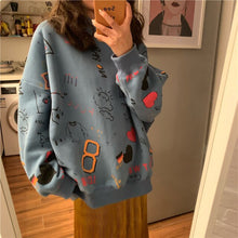 Load image into Gallery viewer, Korean Style Graffiti Printing Sweatshirt Women Thin Anime Hoodie Loose Sweatshirt Women Christmas Kawaii Top Plus Size Hoodies