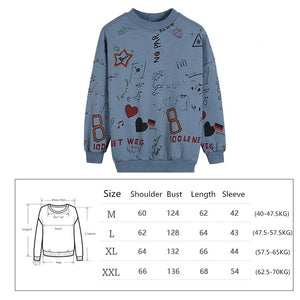 Korean Style Graffiti Printing Sweatshirt Women Thin Anime Hoodie Loose Sweatshirt Women Christmas Kawaii Top Plus Size Hoodies