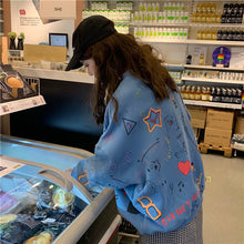 Load image into Gallery viewer, Korean Style Graffiti Printing Sweatshirt Women Thin Anime Hoodie Loose Sweatshirt Women Christmas Kawaii Top Plus Size Hoodies