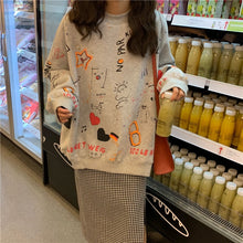 Load image into Gallery viewer, Korean Style Graffiti Printing Sweatshirt Women Thin Anime Hoodie Loose Sweatshirt Women Christmas Kawaii Top Plus Size Hoodies
