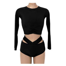 Load image into Gallery viewer, Korean Style High Waist Bikini Set Women Biquini Suit Two Pieces Long Sleeve Swimwear Solid Swimsuit Beach Suit 2023