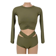 Load image into Gallery viewer, Korean Style High Waist Bikini Set Women Biquini Suit Two Pieces Long Sleeve Swimwear Solid Swimsuit Beach Suit 2023