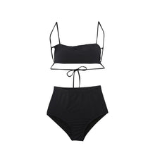 Load image into Gallery viewer, Korean Style High Waist Bikini Set Women Biquini Suit Two Pieces Swimwear Black Swimsuit High Quality Beach Suit 2021 New