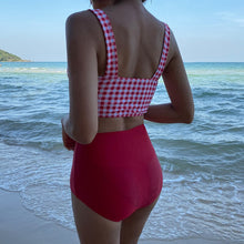 Load image into Gallery viewer, Korean Style High Waist Bikini Set Women Biquini Suit Two Pieces Swimwear Plaid Swimsuit High Quality Beach Suit 2020