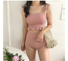 Load image into Gallery viewer, Korean Style High Waist Bikini Set Women Biquini Suit Two Pieces Swimwear Ruffle Swimsuit High Quality Beach Suit 2020